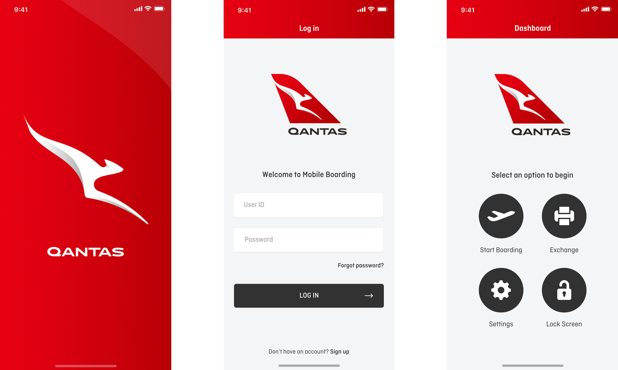 Qantas: Mobile Boarding Application - Screen 1