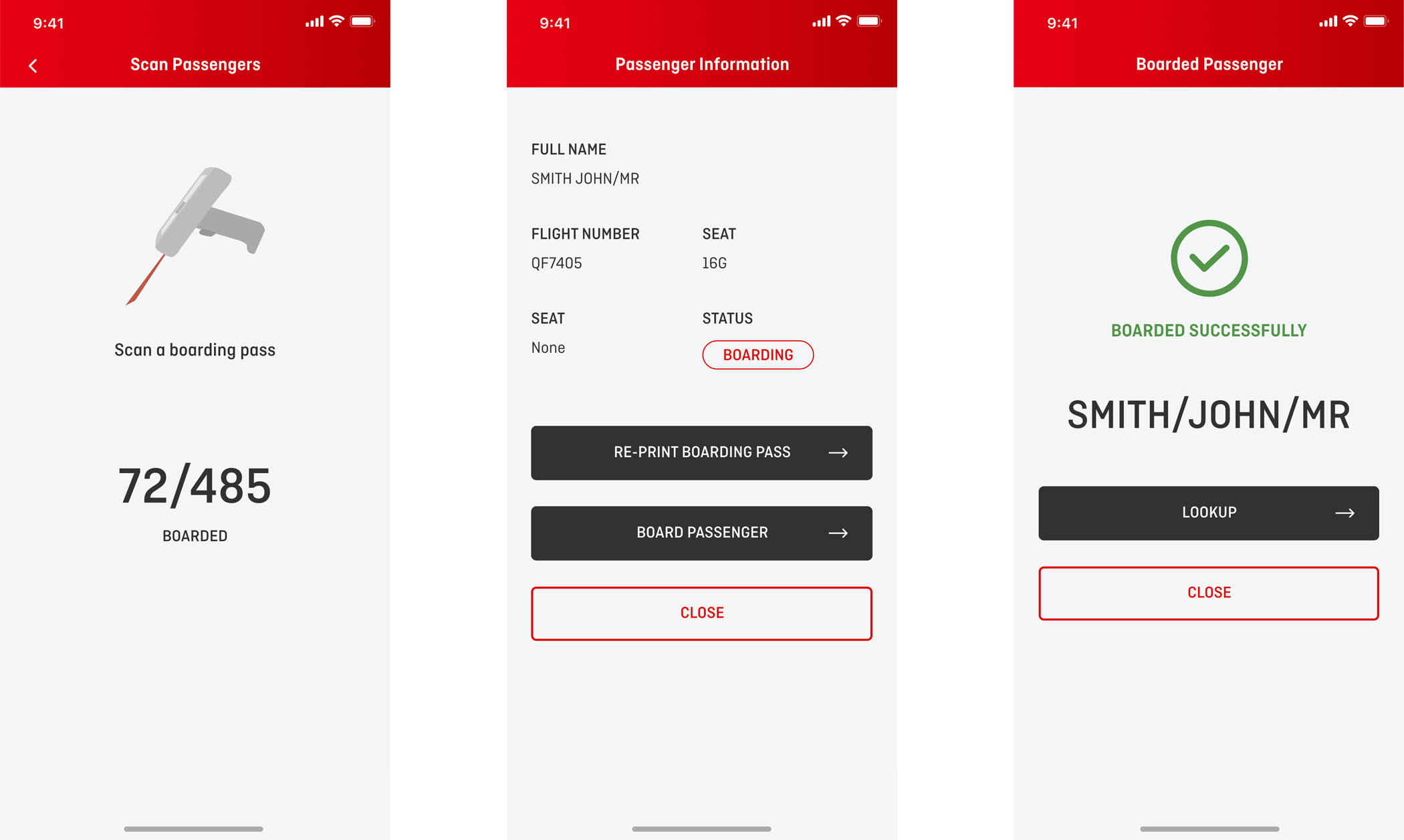 Qantas: Mobile Boarding Application - Screen 3